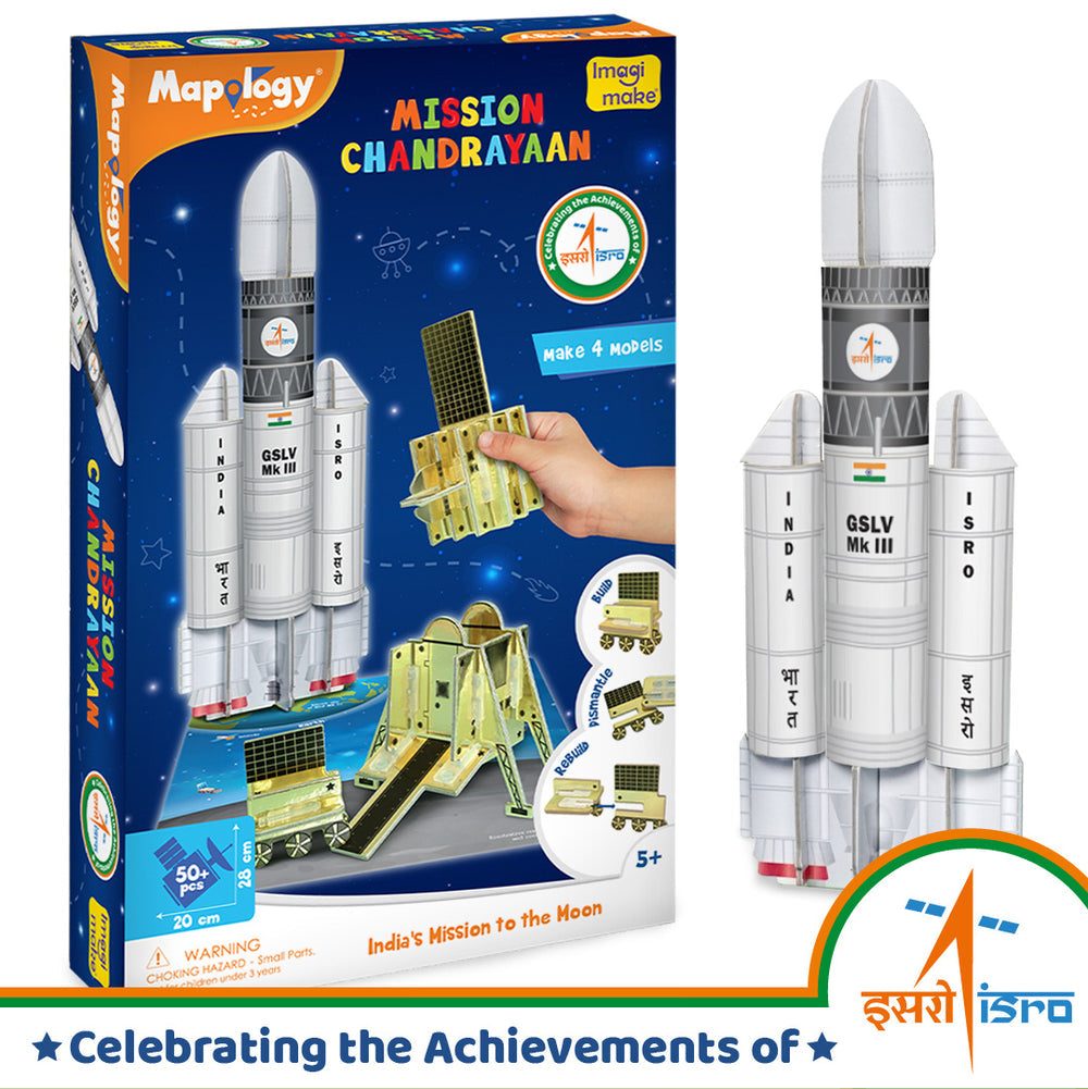 Mapology Chandrayaan | ISRO Rocket Model & Satellite | Astronaut Toy | Educational Toys for Kids 5+Years | 3D Puzzles | Gifts for 5 Year Old Boy & Girl