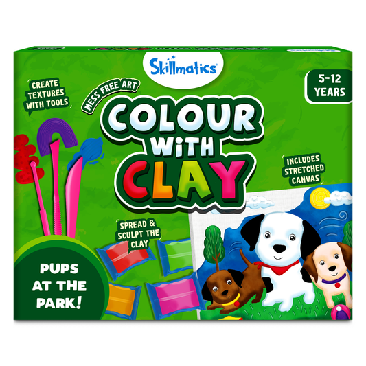 Skillmatics Art & Craft Kit - Color with Clay, No Mess Art, Create a Clay Canvas of Pups at The Park, Gifts