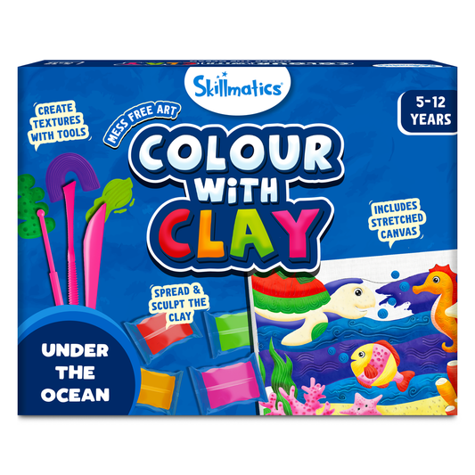 Skillmatics Art & Craft Kit - Color with Clay, No Mess Art, Create a Clay Canvas of Under The Ocean, Gifts