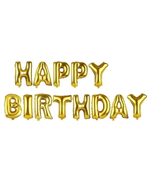 Golden 16 Inch Height Gold Happy Birthday Foil Letter Alphabet Balloon set, Foil Banner For Birthday Decoration 13 Letters, for Garland Arch Kit, Holiday Accessories Birthday Party Supplies