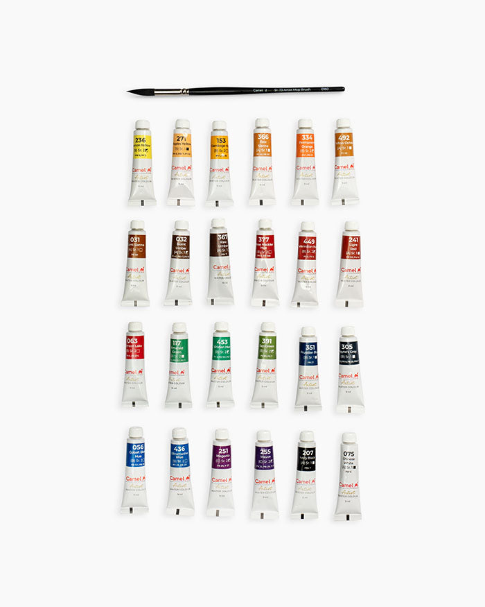 Camel Artist Water Colours Tubes 24 Shades 9ml