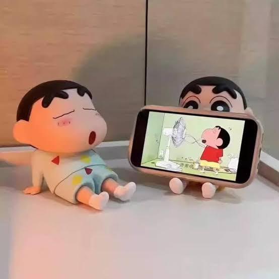 Cute Shinchan Anime Figure in Sitting Pose, Phone Holder, Cartoon Toy, PVC Action Figure, Best Gift for Shinchan Fans