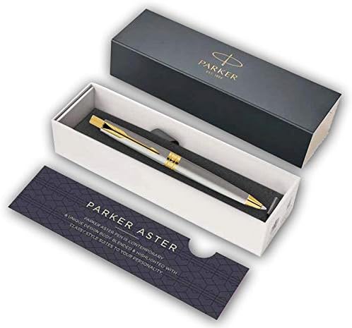 Parker Aster Brushed Metal Ball Pen With Gold Trim Ball Pen