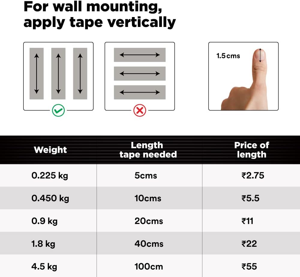 Scotch Double Sided Tape by 3M (1m holds 4.5Kgs) for indoor hanging applications (Photo frames, Mirrors, Key Holders, Car Interiors, Extension Boards, Wall decoration, etc)(L: 3m, W: 24mm)  - grey