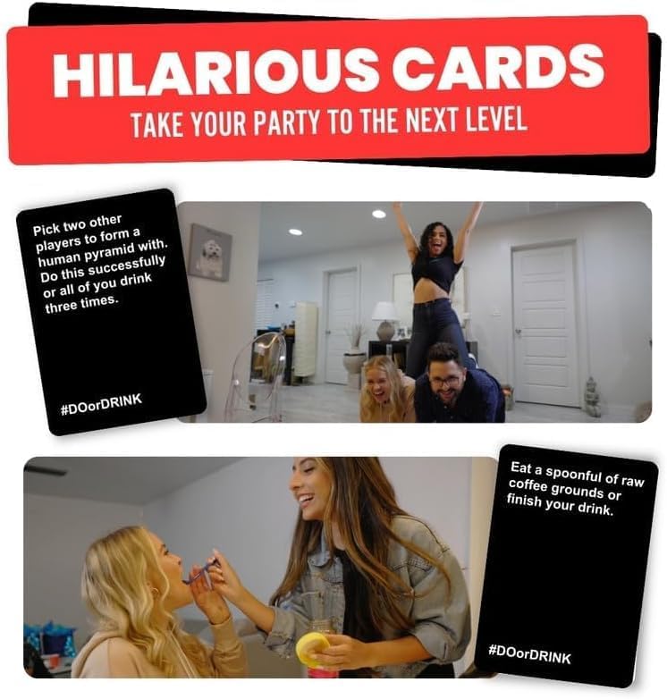 Do or Drink Drinking Card Games for Adults - Fun Adult Games for Game Night & Parties - Bachelorette Party Games with 350 Cards & 175 Challenges That Will Get You Drinking