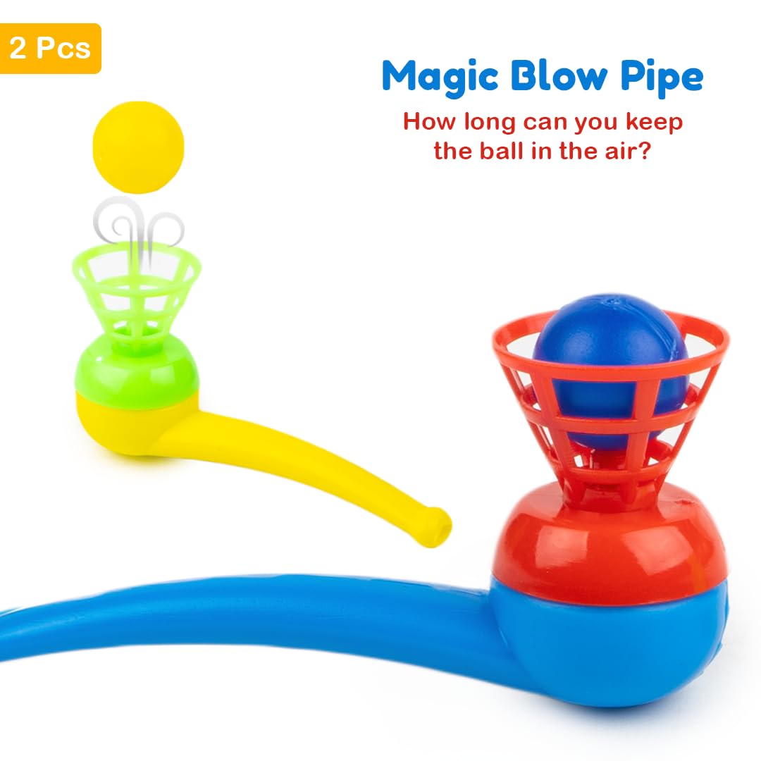 Ratna's Magic Blow Pipe Set of 2 Floating Ball Creative Magic Blowing Ball Toy Party Game for Kids & Adults