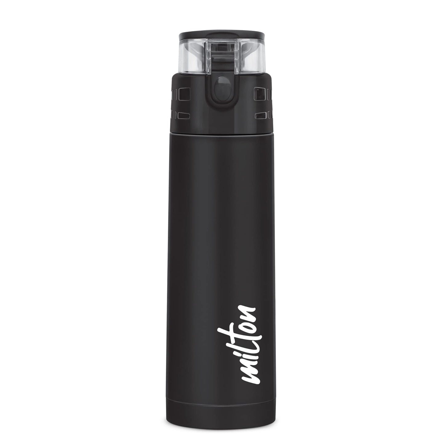 Milton Atlantis 400 Thermosteel Insulated Water Bottle, 350 ml, Black | Hot and Cold | Leak Proof | Office Bottle | Sports | Home | Kitchen | Hiking | Treking | Travel | Easy to Carry | Rust Proof