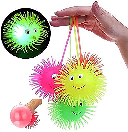 Anti Stress Jumping Bouncy Light up Puffer Ball for Kids and Adults (Multi Colour)