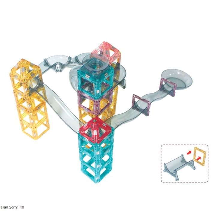 Magnetic Marble Roller 109 Pcs Light-Music-Electric Magnetic Tiles Building Blocks for Kids | 3D Educational STEM Puzzle Building Set for Kids Boys Girls