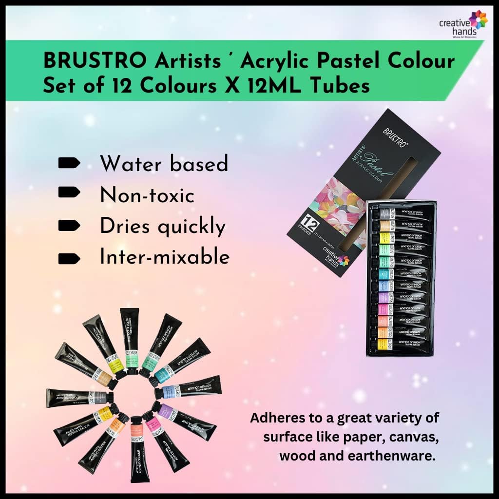 Brustro Artists ’ Acrylic Pastel Colour Set of 12 Colours X 12ML Tubes (Multicolor)