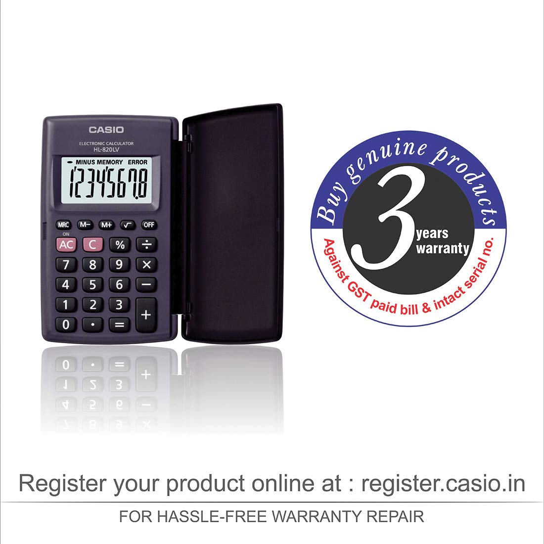 Casio HL820LV-BK Portable Calculator with Flip Cover