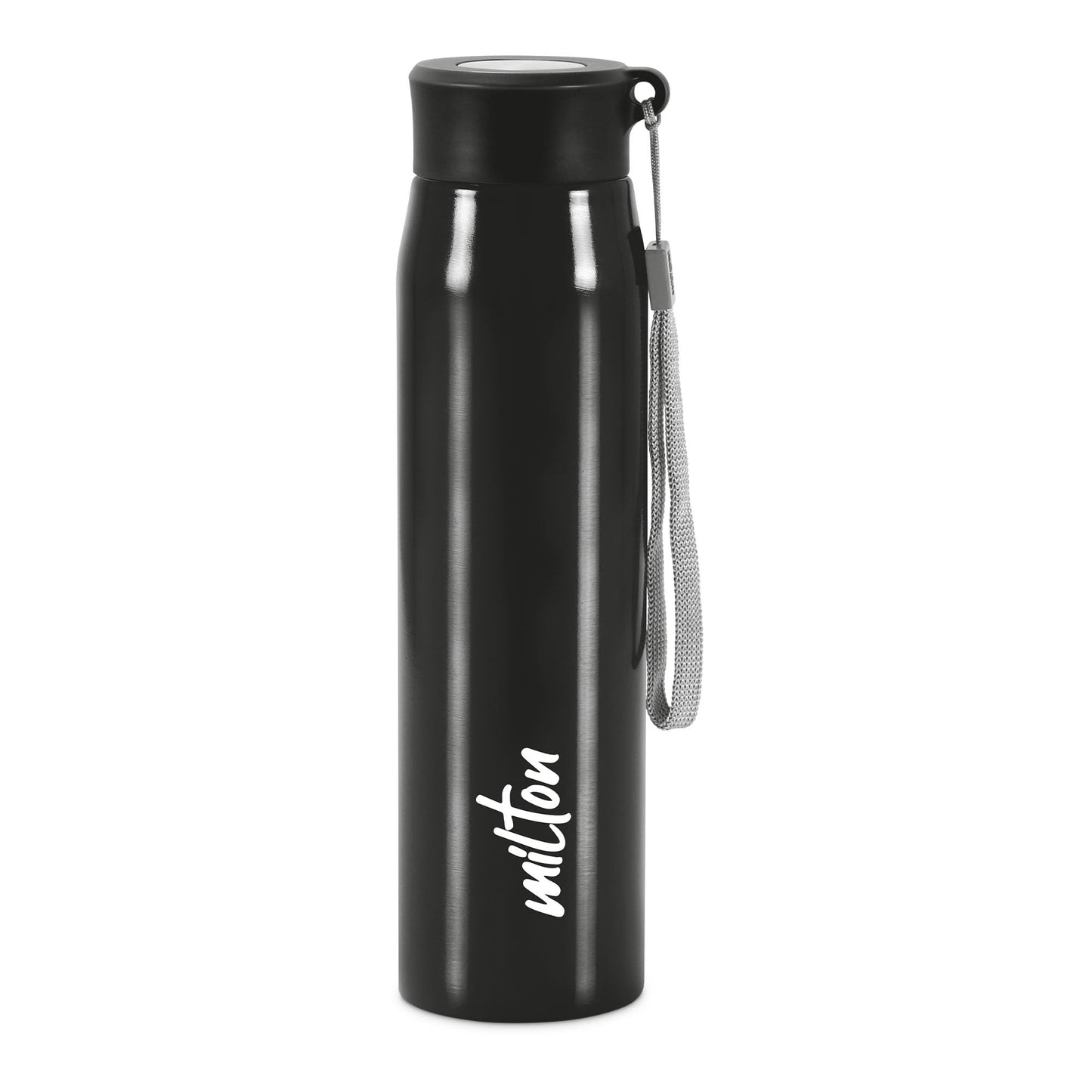 Milton Handy 850 Stainless Steel Water Bottle, 780 ml water bottles, Single walled, Leak-Proof, Rust-free Steel Bottle, Easy Grip, Easy to Carry, Travel Bottle, Black