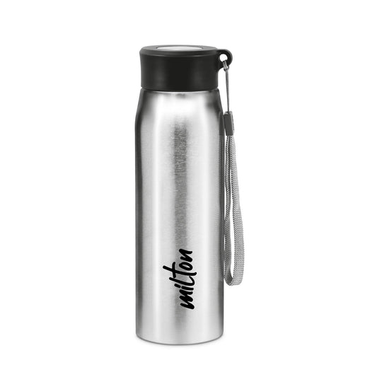 Milton Handy 650 Stainless Steel Water Bottle, 690 ml water bottles, Single walled, Leak-Proof, Rust-free Steel Bottle, Easy Grip, Easy to Carry, Travel Bottle, Silver