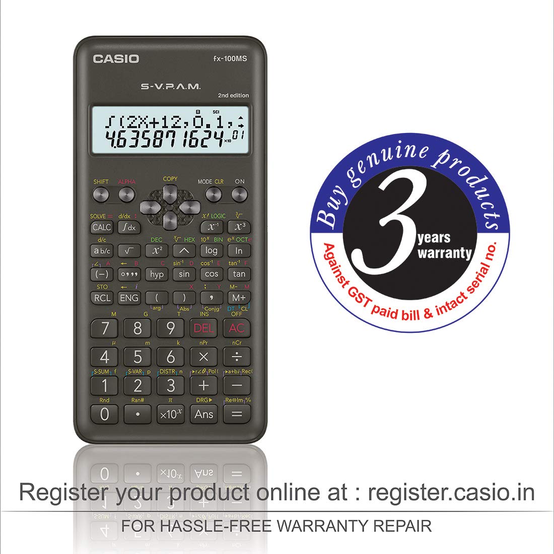 Casio FX-100MS 2nd Gen Non-Programmable Scientific Calculator 300 Functions and 2-line Display