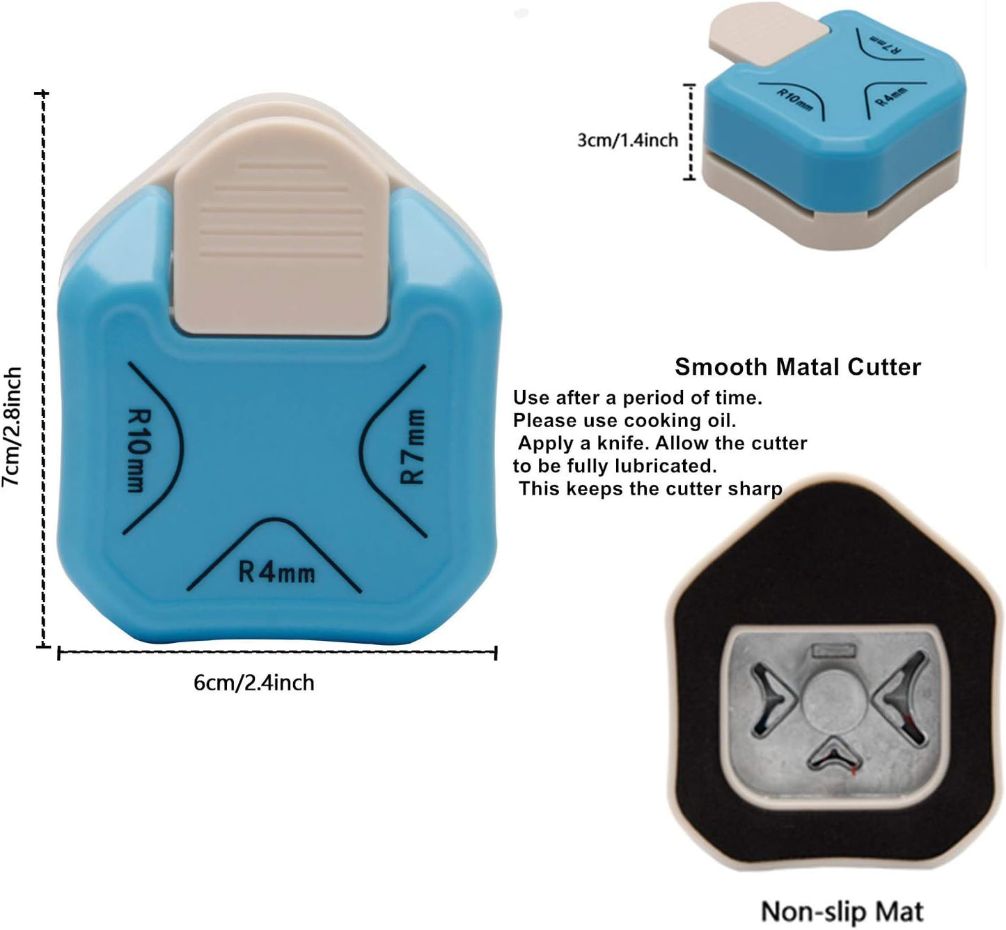 Paper Corner Rounder 3 in 1 (R4mm+R7mm+R10mm) for Paper Crafts，Corner Cutter ，Envelope Punch Board ，Hole Puncher，Laminate, DIY Projects, Photo Cutter,Card Making and Scrapbooking