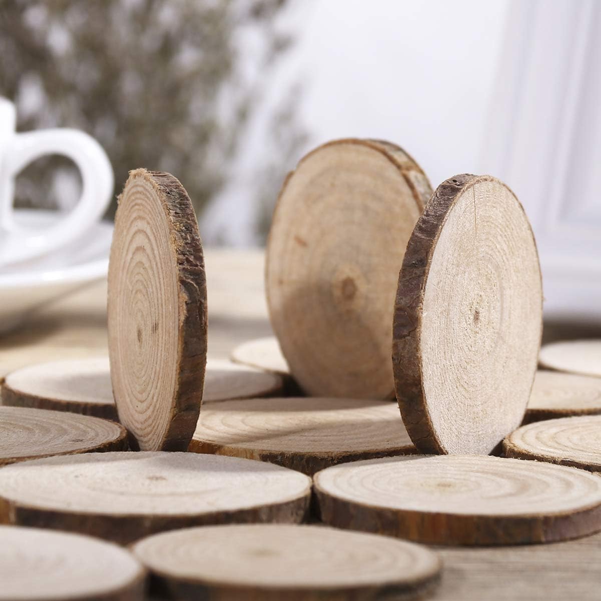 Natural Wooden Slices Round 3.5-4x0.5cm 100 Grams