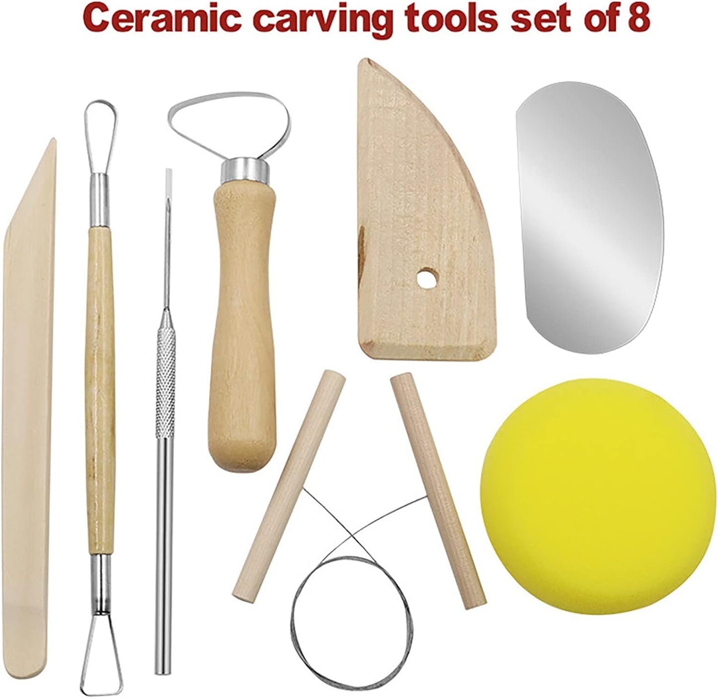 Clay Tool Set Wooden Pottery Clay Sculpture Carving Tool 8 Piece Set Beginner DIY Making Modeling Carving