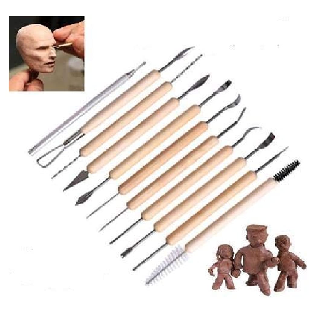 Wooden Handle DIY Sculpting Knife Clay Pottery Carving Tool Set for Modeling Tools & Wooden Sculpture Knife 11 Pc's