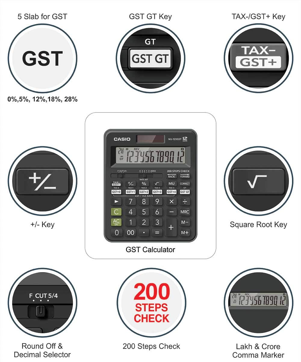 Casio MJ-120GST GST Calculator Black