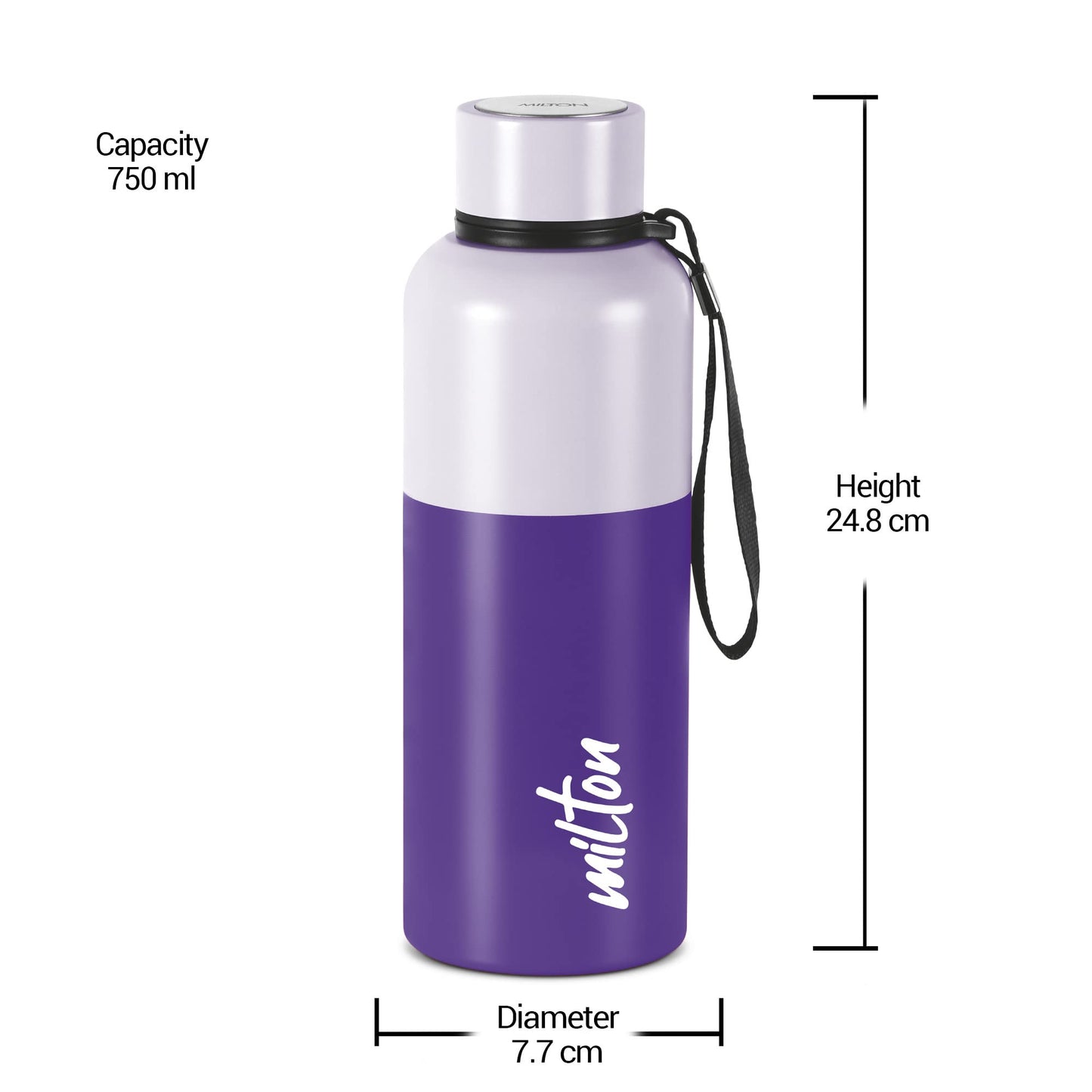 Milton Ancy 750 Thermosteel Water Bottle, 750 ml, Violet | 24 Hours Hot and Cold | Easy to Carry | Rust Proof | Tea | Coffee | Office| Gym | Home | Kitchen | Hiking | Trekking | Travel Bottle