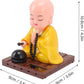 Little Monk Figurine, Solar Chinese Little Buddha Monk Statue, Bring Good Fortune Decoration Ornament, Funny Car Shaking Head Toy, Solar Power Nodding Head Dancing Toy