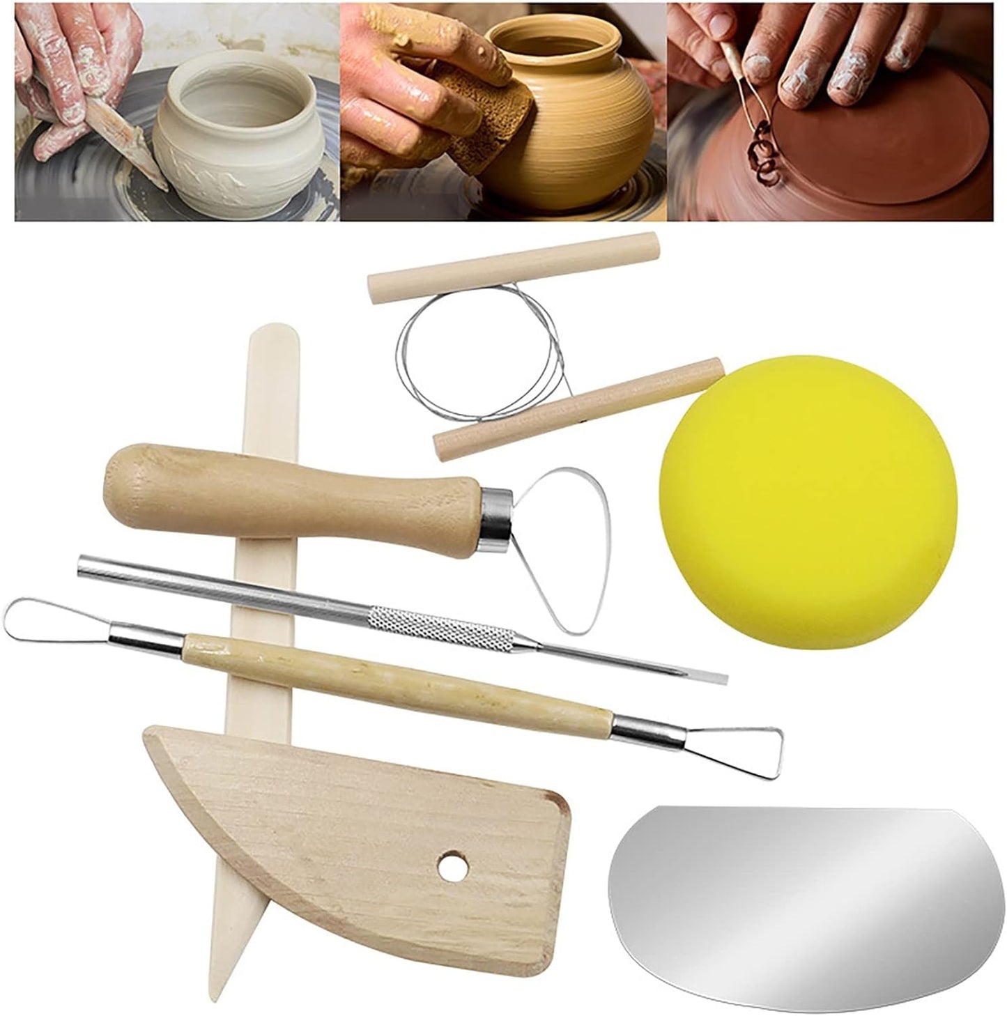 Clay Tool Set Wooden Pottery Clay Sculpture Carving Tool 8 Piece Set Beginner DIY Making Modeling Carving