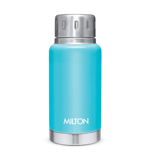 Milton Elfin 160 Thermosteel Bottle, 160 ml Water Bottles, 24 Hours Hot and Cold, Easy to Carry, Easy Grip, Rust Proof, Tea, Coffee, Office, Travel Bottle, Light Blue