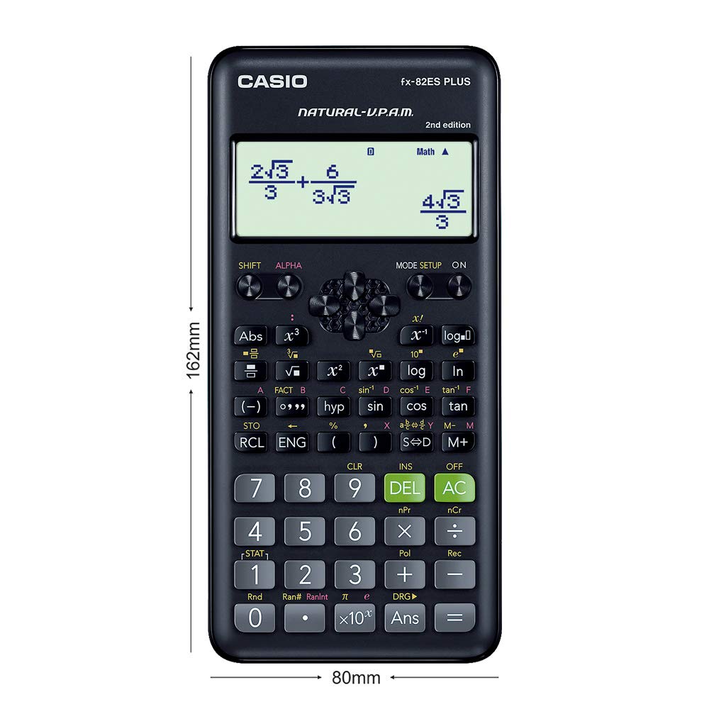 Casio FX-82ES Plus 2nd Edition - Non-Programmable Scientific Calculator, 252 Functions