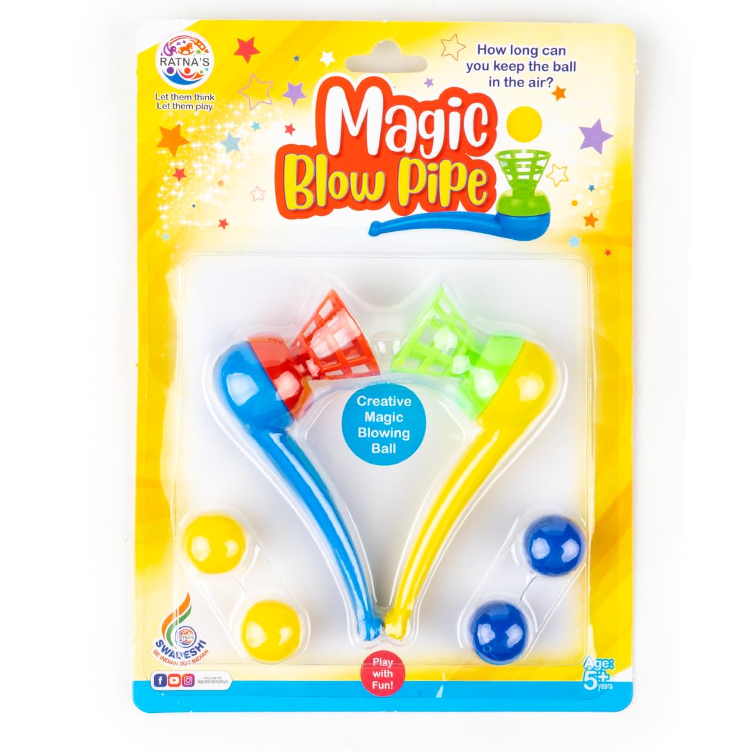 Ratna's Magic Blow Pipe Set of 2 Floating Ball Creative Magic Blowing Ball Toy Party Game for Kids & Adults