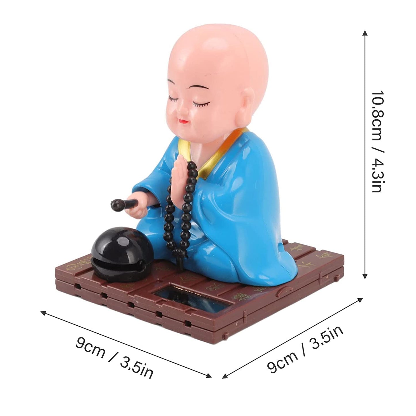 Little Monk Figurine, Solar Chinese Little Buddha Monk Statue, Bring Good Fortune Decoration Ornament, Funny Car Shaking Head Toy, Solar Power Nodding Head Dancing Toy