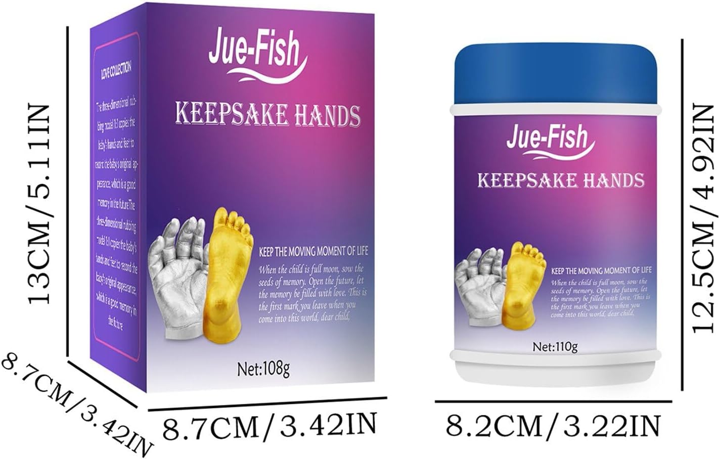 Jue Fish Hand Mold Powder Parent Child Couple DIY Handicraft Kit Keepsake Hands Casting Kit Plaster Statue Molding Kit Hand 108grm