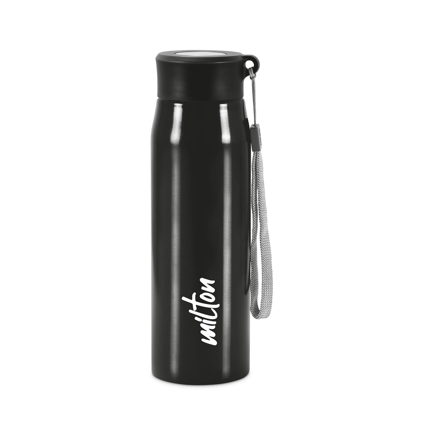 Milton Handy 650 Stainless Steel Water Bottle, 690 ml water bottles, Single walled, Leak-Proof, Rust-free Steel Bottle, Easy Grip, Easy to Carry, Travel Bottle, Black