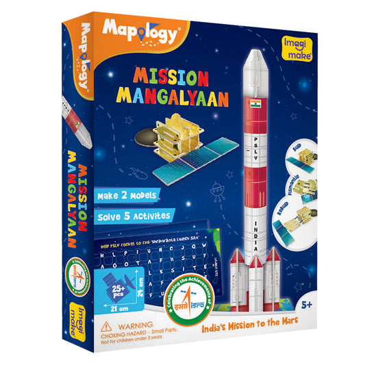 Imagimake Mapology Mangalyaan | Isro Rocket Model & Satellite | Astronaut Toy | Educational Toys for Kids 5+Years | 3D Puzzles | Gifts for 5 Year Old Boy & Girl, Multi-Coloured