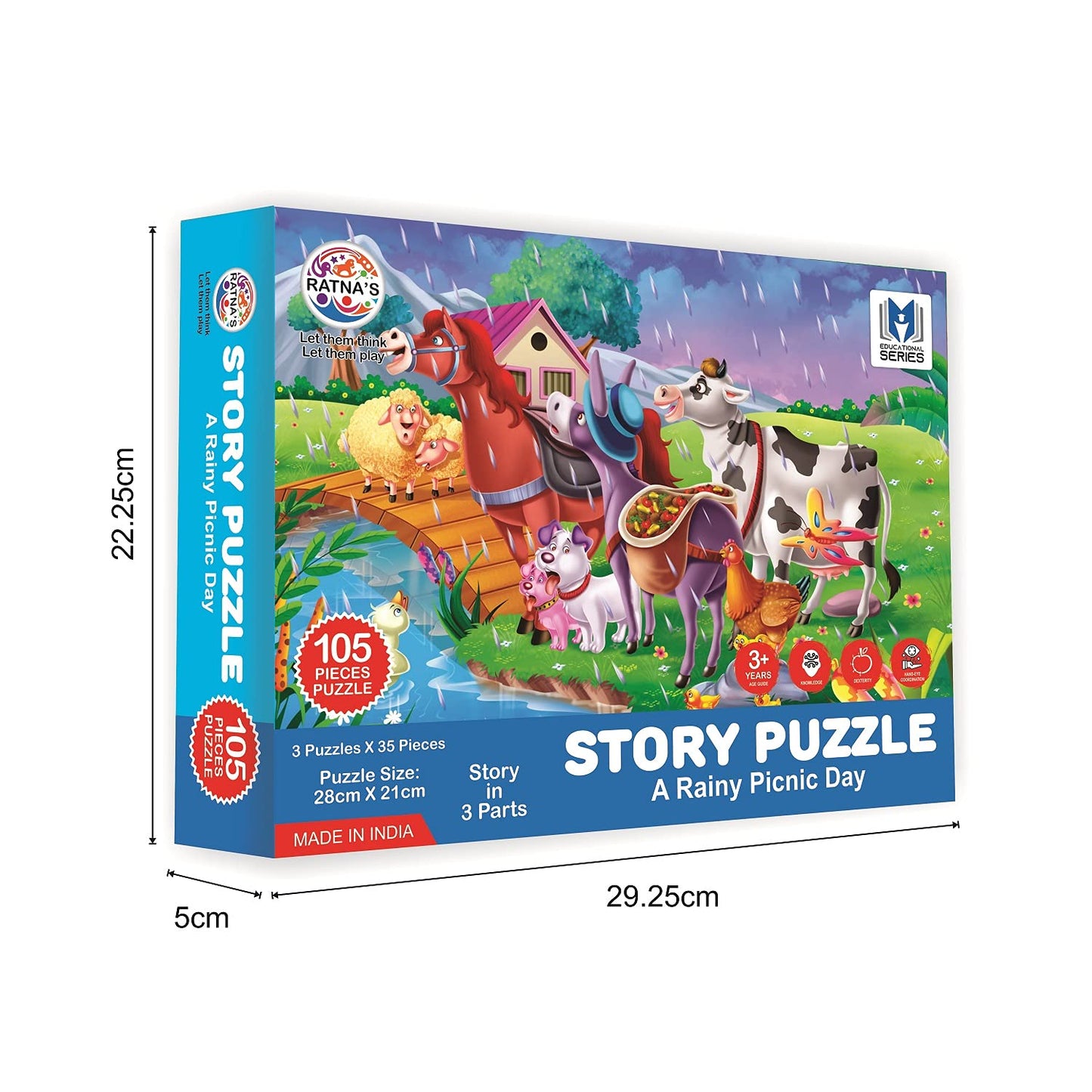 Ratna's Story Jigsaw Puzzle Rainy Picnic Day for Kids. 3 Jigsaw Puzzle Included in The Pack with A Story Book