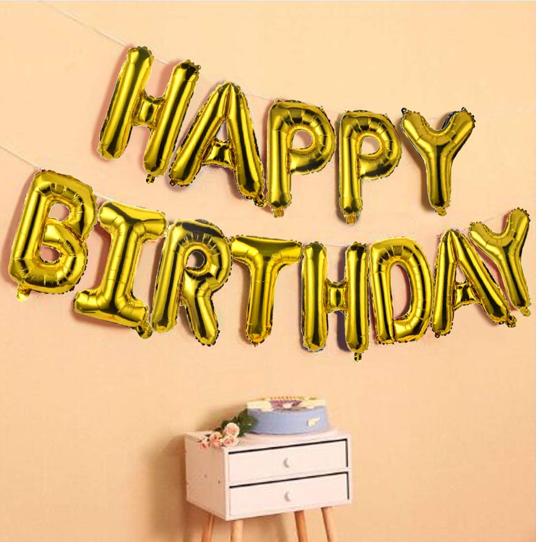 Golden 16 Inch Height Gold Happy Birthday Foil Letter Alphabet Balloon set, Foil Banner For Birthday Decoration 13 Letters, for Garland Arch Kit, Holiday Accessories Birthday Party Supplies