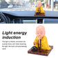 Little Monk Figurine, Solar Chinese Little Buddha Monk Statue, Bring Good Fortune Decoration Ornament, Funny Car Shaking Head Toy, Solar Power Nodding Head Dancing Toy