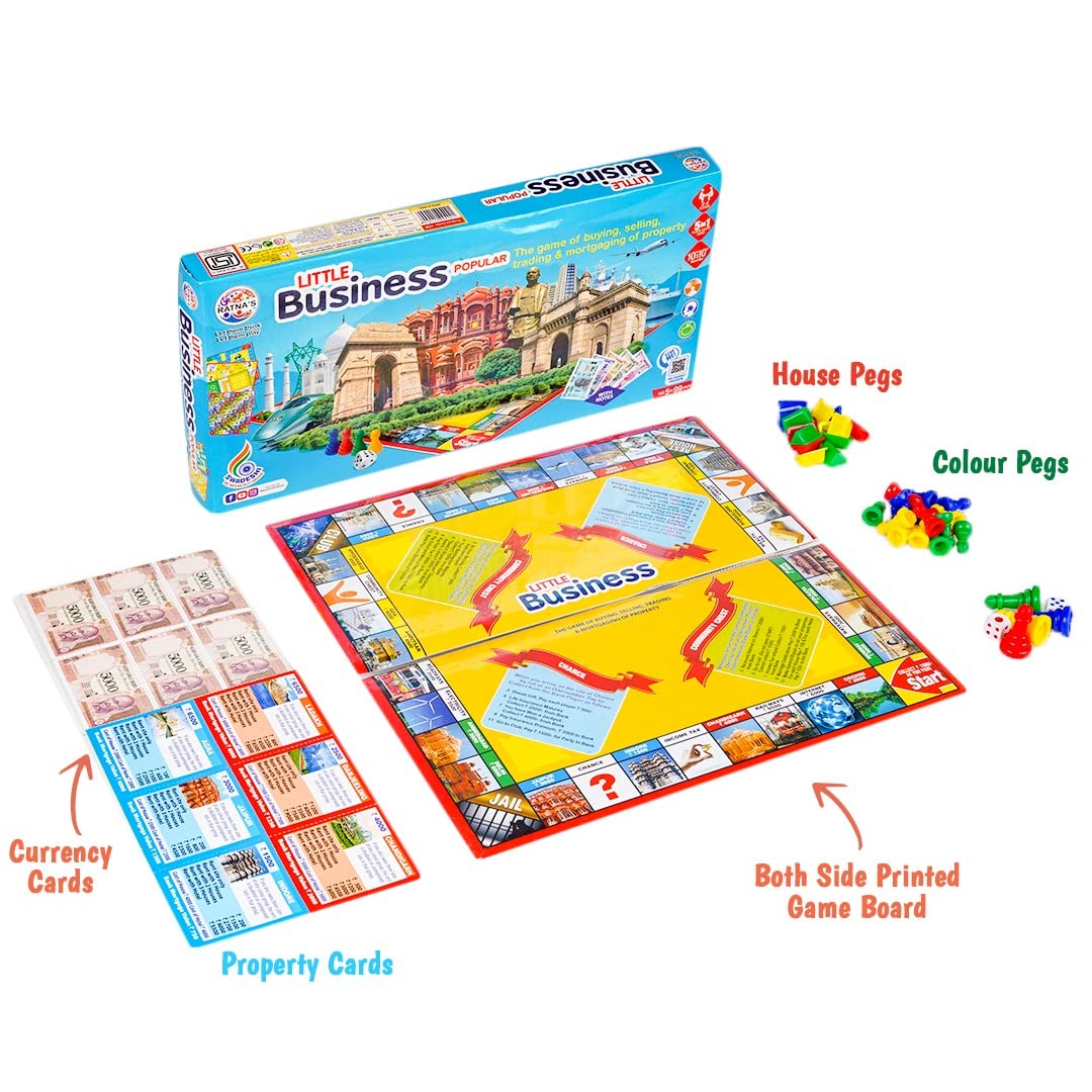 Ratna's Little Business 5-in-1 Board Game Popular with Notes - Includes Other Games Like Ludo, Snakes & Ladders, Car Rally, and Cricket - Made in India