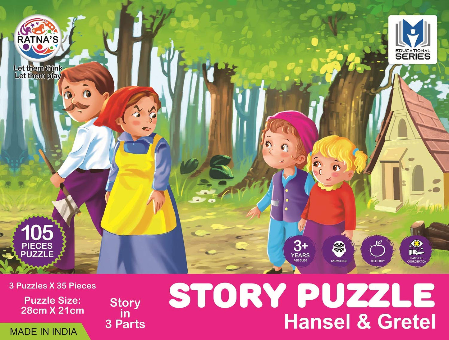 Ratna's Story Jigsaw Puzzle Hansel & Gretel 105 Pieces Puzzle (35 Pieces x 3 Puzzles)