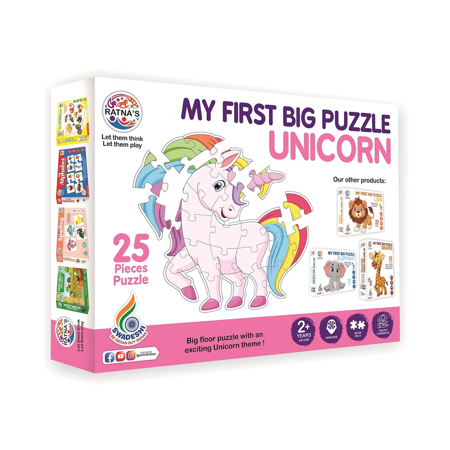 Ratna's My First Big Puzzle Unicorn 25 Pieces Jigsaw Puzzle for Kids | A Perfect Jumbo Jigsaw Floor Puzzle for Little Hands