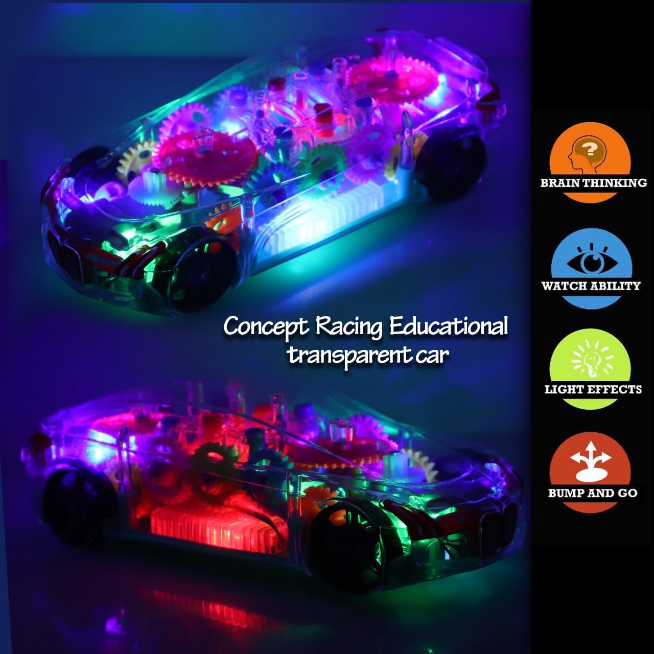 3D Car with 360 Degree Rotation, Gear Simulation Mechanical Car, Sound & Light Toys for Kids Boys & Girls (Multi Color) (Multi Design)