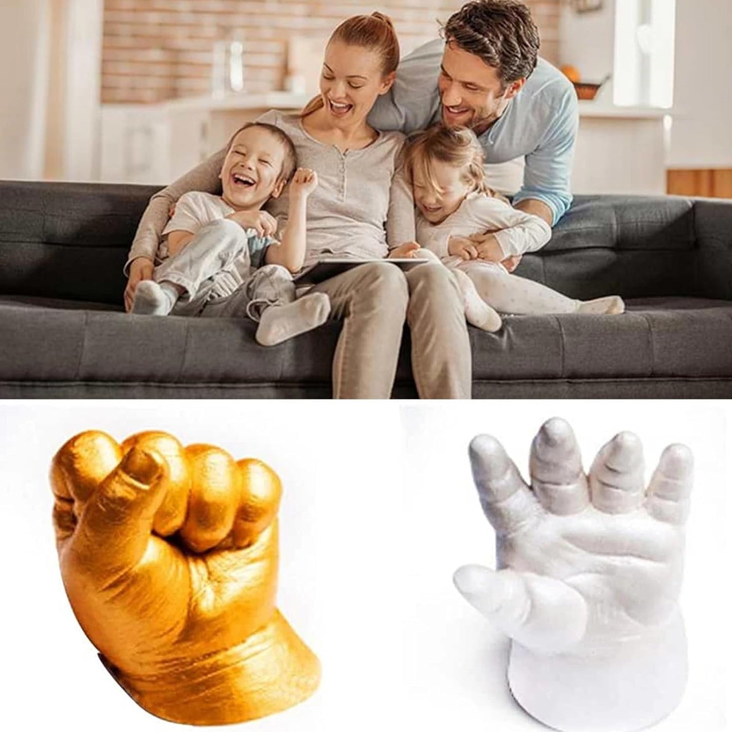 Jue Fish Hand Mold Powder Parent Child Couple DIY Handicraft Kit Keepsake Hands Casting Kit Plaster Statue Molding Kit Hand 108grm