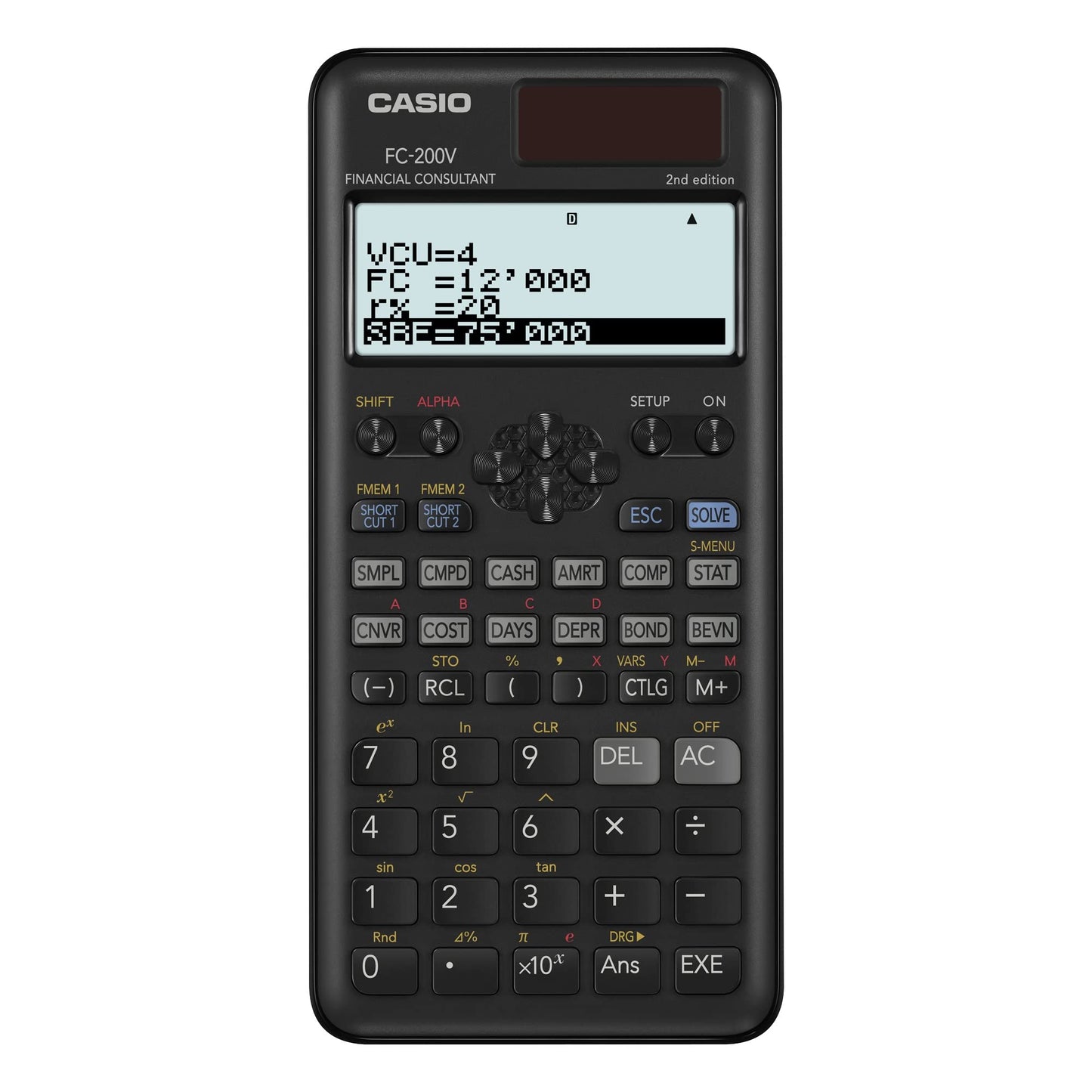 Casio FC-200V-2nd Edition Financial Calculator, 4-Line Display, DOT Matrix,10+2 Digits