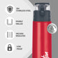 Milton Atlantis 400 Thermosteel Insulated Water Bottle, 350 ml, Red | Hot and Cold | Leak Proof | Office Bottle | Sports | Home | Kitchen | Hiking | Treking | Travel | Easy to Carry | Rust Proof