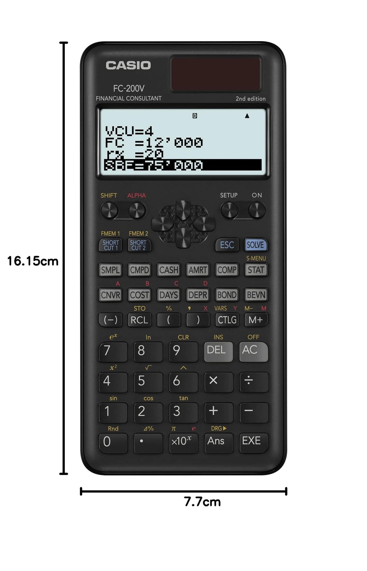 Casio FC-200V-2nd Edition Financial Calculator, 4-Line Display, DOT Matrix,10+2 Digits