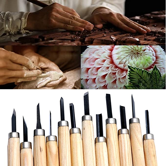 Wood Carving Tool Set of 12 Pc's For Professionals, Carpenters and Hobbyists
