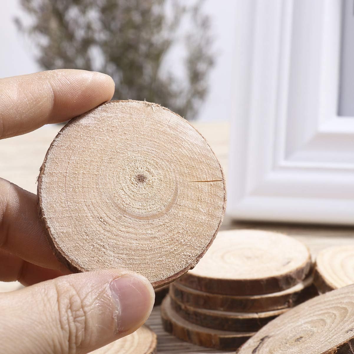 Natural Wooden Slices Round 3.5-4x0.5cm 100 Grams