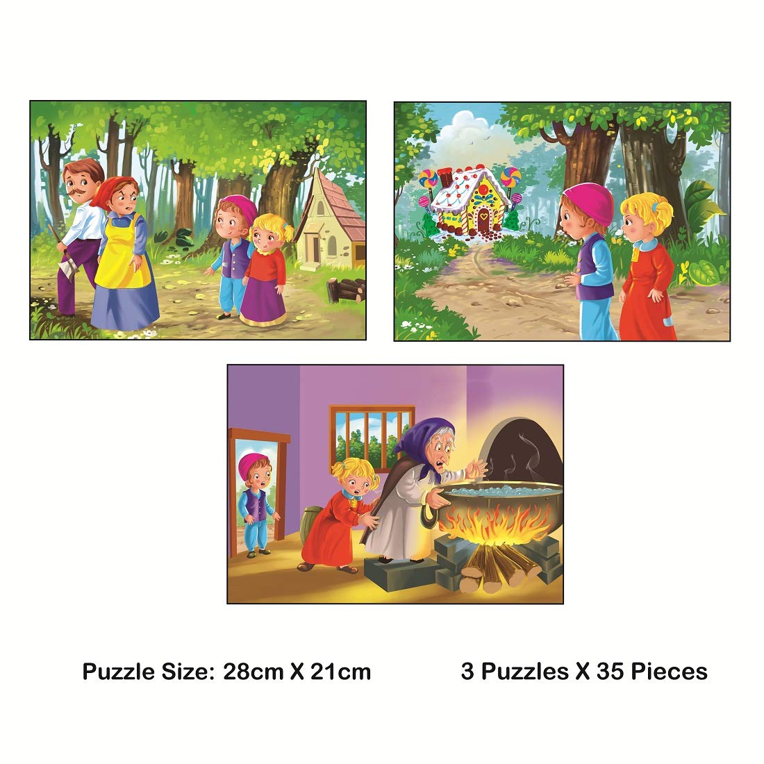 Ratna's Story Jigsaw Puzzle Hansel & Gretel 105 Pieces Puzzle (35 Pieces x 3 Puzzles)