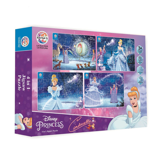 Ratna's 4 in 1 Disney Jigsaw Puzzle 140 Pieces for Kids. 4 Jigsaw Puzzles 35 Pieces Each (Cinderella)