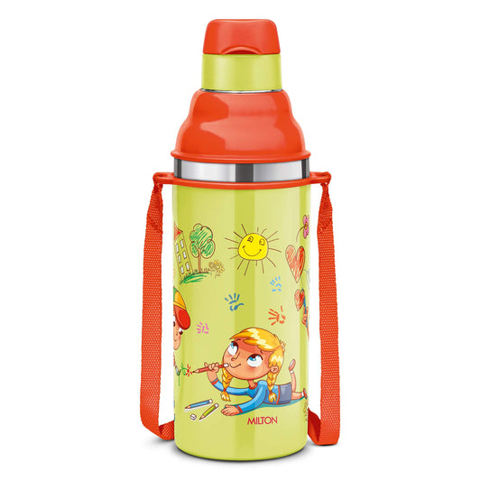 Milton Kool Stunner 400 Kids Plastic Insulated Water Bottle with Straw, 404 ml, Sipper Bottle, Leak Proof, BPA Free, Food Grade, School & Picnic Bottle, Sea Green