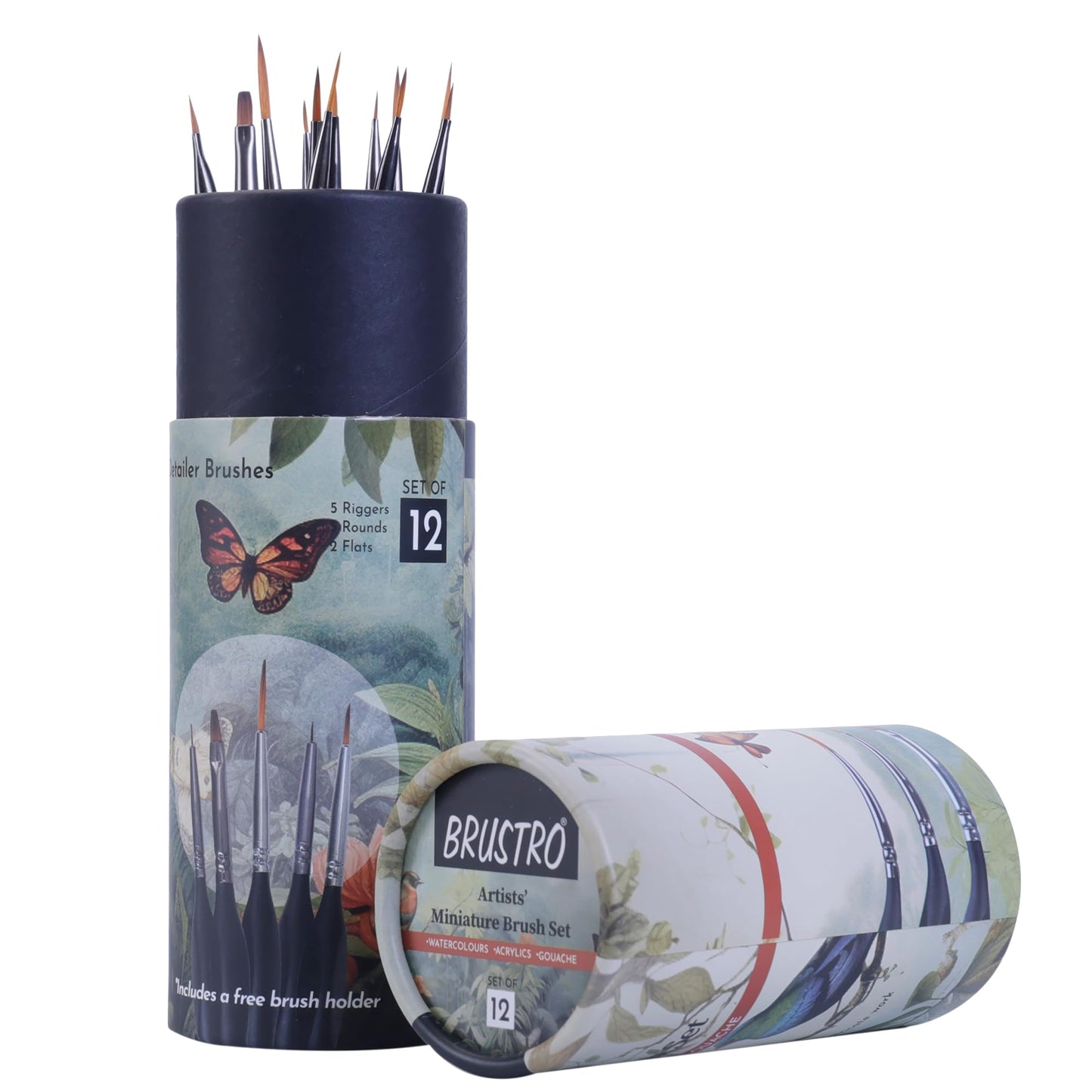 Brustro Artists ’ Watercolour & Acrylic Miniature Brush Set of - 12